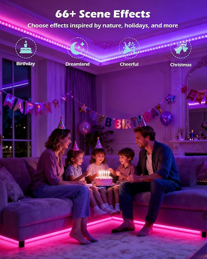 RGB COB LED Strip Light, 16.4ft Led COB Light Strip with Remote, Dimmable Smart App, Color Changing Music Sync, Smart Indoor RGB Led Lights for Bedroom, Home Decor, Party