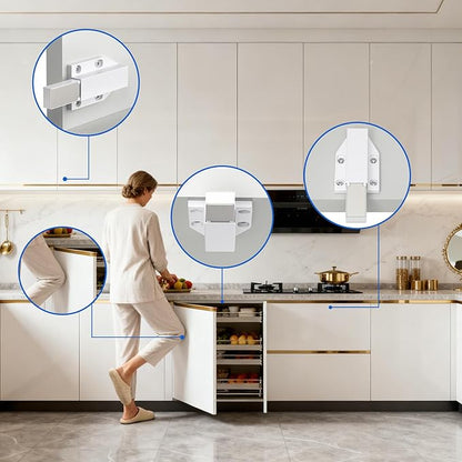 Jiayi Push Open Door Latch Push Catch Magentic Push Open Cabinet Latches Hardware for Kitchen Drawer Closer Touch Release Open for RV Door Damper, Large Push to Open Wardrobe Closure (White, 8 Pack)