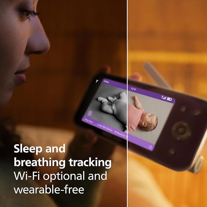 Philips Avent Premium Connected Baby Monitor, Smart Baby Monitor with App, 1080p Camera, SenseIQ Sleep & Breathing Motion Tracking, Cry Detection & Translation, Two-Way Audio, Night Vision, SCD973/37