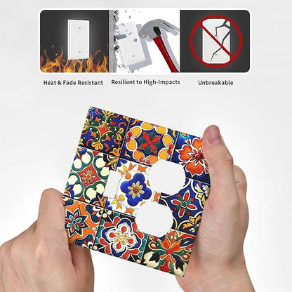 Wallplates Colorful Mexican Talavera Vintage Boho Floral 1 Toggle 1 Duplex Switch Plate Electrical Gfci Faceplate Decorative Light Switch Covers For Farmhouse Cabin Decor