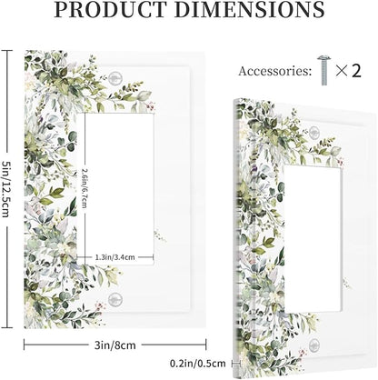Decorative Outlet Covers Rustic Eucalyptus Leaves Green Leaf 1 Gang Rocker Light Switch Cover Plate Single Decora Light Switch Covers Wall Plate Faceplate for Home Decor （2 Pack）