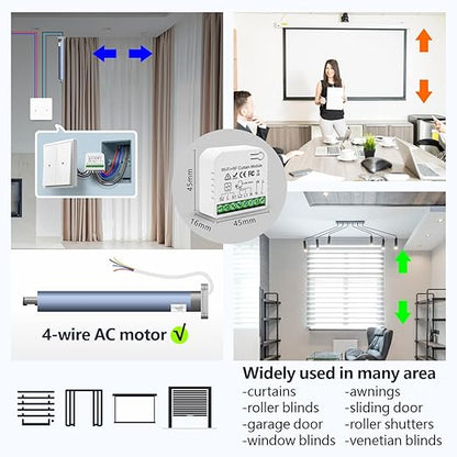 DieseRC 5pcs Wireless Smart Roller Shutter Controller with 1pcs RF Remote Control, Compatible with Google Home/Alexa APP Control and Manual Switch, Electric Motor WiFi Switch