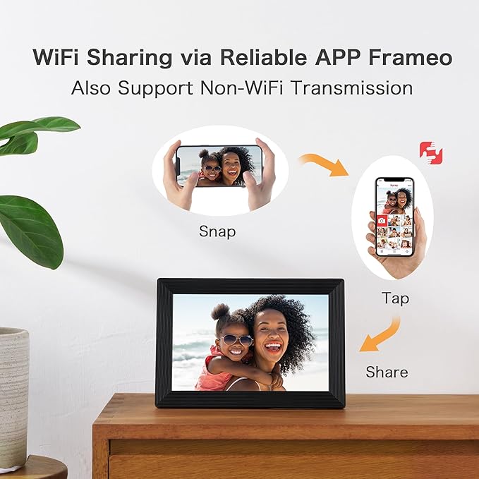 Digital Picture Frame, Frameo WiFi 10.1 Inch 1280*800IPS HD Touch Screen Digital Photo Frame, 16GB Memory, Auto-Rotate, Share Picture Video, Birthday Gifts for Women, Gifts for Mom, Dad, Wedding Gifts