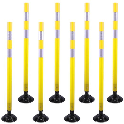 OrangeStar 8 Pack Delineator Post 48" Yellow Traffic Delineator Cones with Fixable Base for Road Safety, Parking Lots