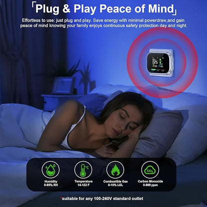New 6 in 1 Plug in Smoke Carbon Monoxide Detectors w/ 270° Rotating UI, Smoke CO Detector Combo Battery Backup, Portable Carbon Monoxide Alarm Detector, Natural Gas Detector Smoke Alarm for Home RV