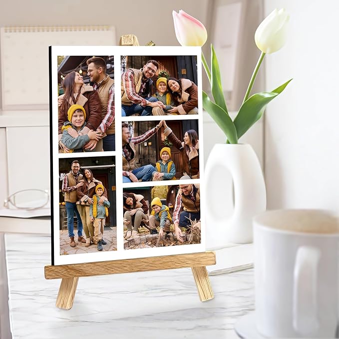 Custom Photo Frame with Stand, Personalized Picture Display, MDF and Wood Construction, Desktop Decor, Multiple Designs, Customizable Gift for Family and Friends