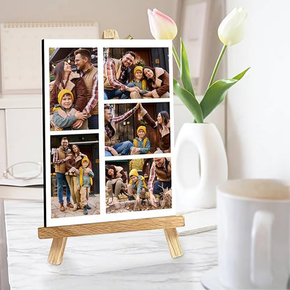 Custom Photo Frame with Stand, Personalized Picture Display, MDF and Wood Construction, Desktop Decor, Multiple Designs, Customizable Gift for Family and Friends