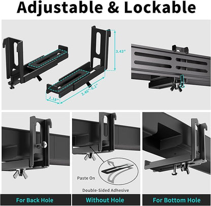 Universal Soundbar Mount with Holes/Without Holes, Sound Bar TV Bracket for Speaker Non-Slip Base Holder Extends 3.46"-6.1",Support 20lbs SBR501