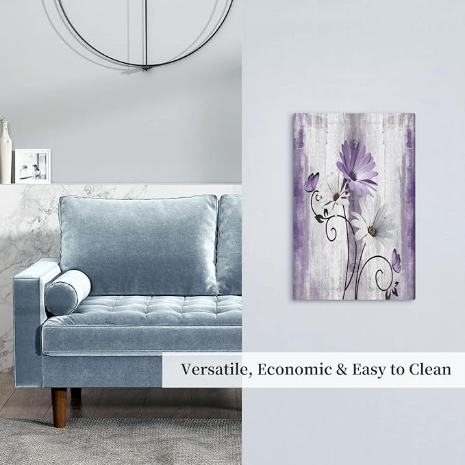 Decorative Light Switch Plate Covers Rustic White Purple Daisy Floral Flower 1 Gang No Device Single Blank Outlet Cover Wall Plate Light Switch Cover Plate Faceplate for Bedroom Home Decor