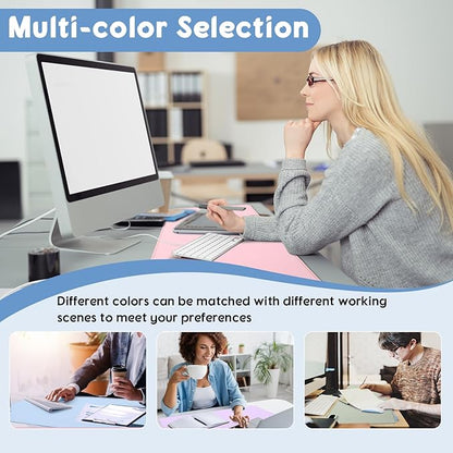 Konohan Heated Large Desk Mat PU Leather Warm Mouse Pad with 5 Heating Level & 4 Hour Auto Shut-Off Heating Keyboard Pad Warmer Gaming Mice Mat Only Supports 110v(Gray-Blue Color,31.5" X 13")