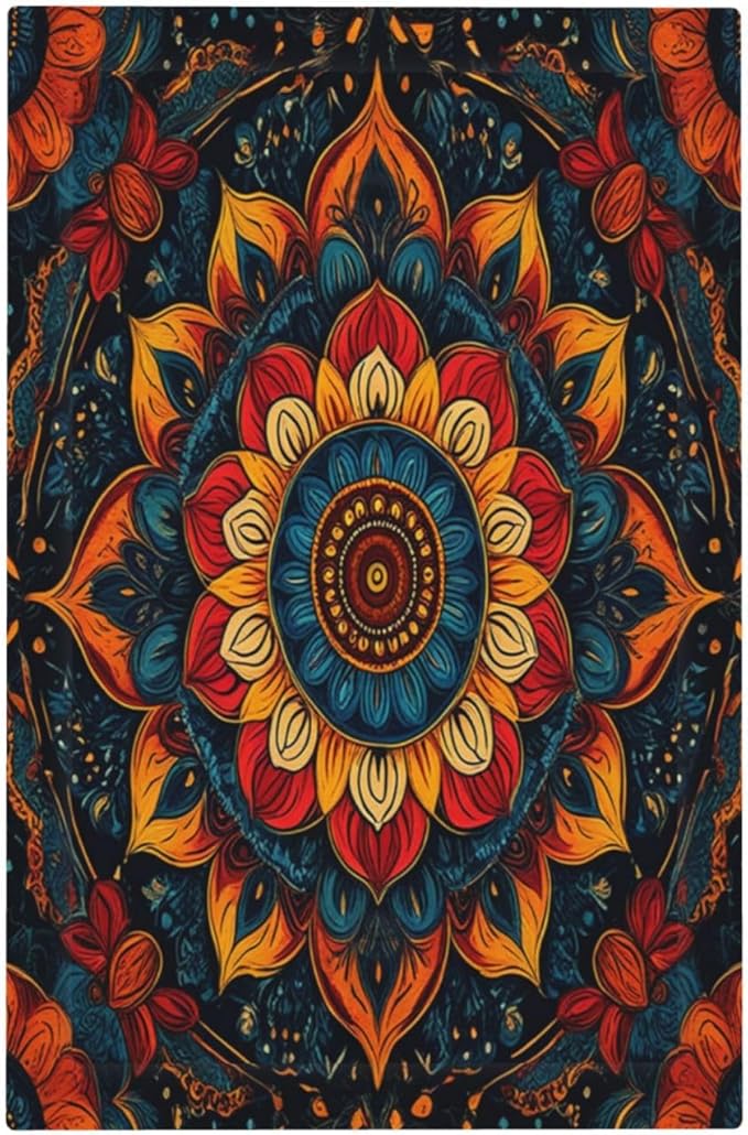 Boho Colorful Mandala 1-Gang No Device Blank Wallplate Electrical Light Switch Covers Decorative Receptacle Face Plate Cover for Bathroom 5 X 3 IN