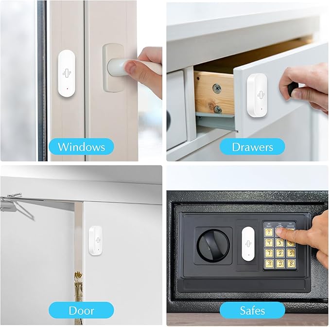 WiFi Vibration Sensor, Smart Window Alarm Sensors, Tuya APP Remotely Receives Notifications with Adjustable Sensitivity, for Window Security Door Alarm Home Assistant