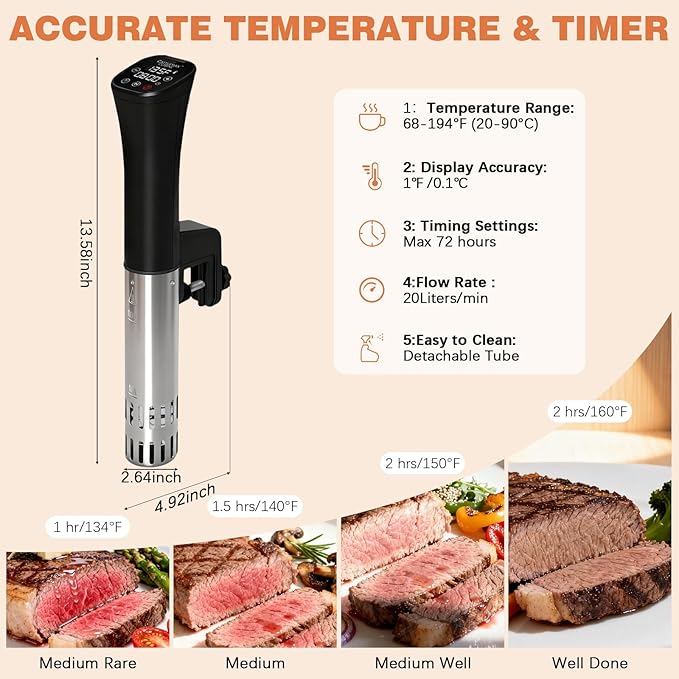 Sous Vide Cooker, Wine Chiller, 1000W, Sous Vide Machine for Kitchen, Immersion Circulator, Sous Vide Kit with Vacuum Bags, Vacuum Pump, Accurate Temperature Timer, Fast Heating