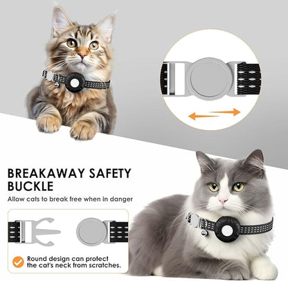 Cat GPS Tracker, Waterproof Pet Tracker for Cats, Cat GPS Tracker Collar with Safety Elastic Buckle, Works with Any Collar,Compatible with Apple Find My App (Only iOS), No Monthly Fee, White