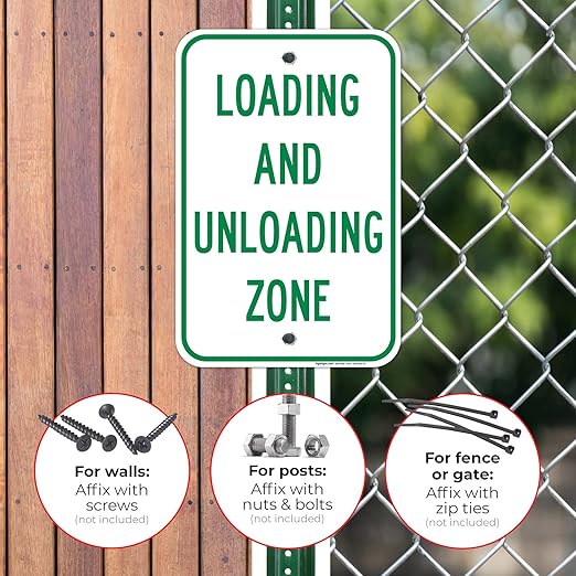 Loading and Unloading Zone Sign, 12x18 Inches, Rust Free .063 Aluminum, Fade Resistant, Made in USA