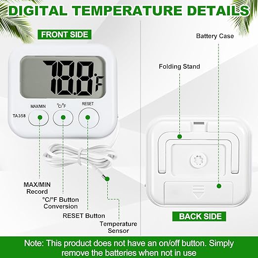 Kingdder 3 Pack Digital Thermometer with External Sensor Fridge Thermometer Freezer Waterproof Room Temperature Monitor with LCD Display, Max/min Record Function for Kitchen Aquarium Greenhouse