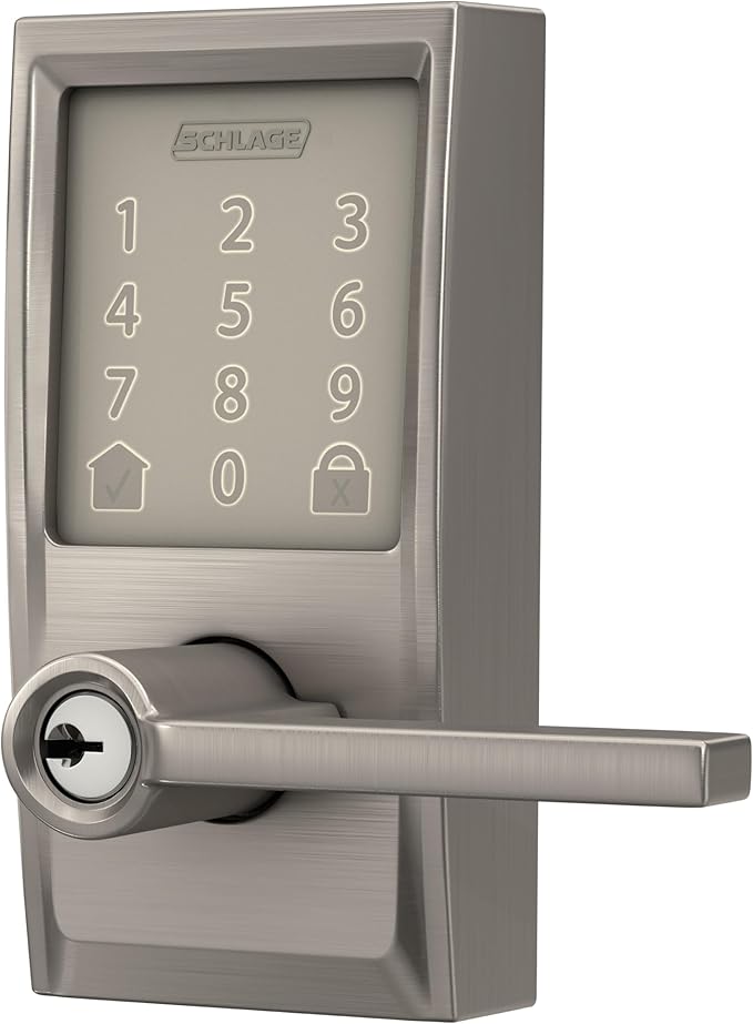 Schlage FE789WBCEN619LAT Encode Century WiFi Latitude Lever Smart Keyless Entry Touchscreen Door Lock, Satin Nickel (Pack of 4)