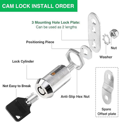 5-Pack RV Storage Locks with Keys, 1-1/8' Keyed Alike Locks for Camper Cabinet Door & Toolbox
