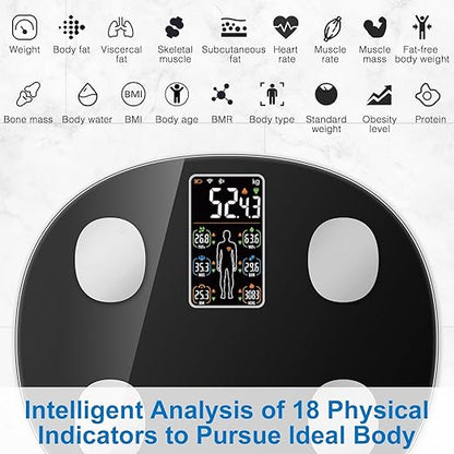 INSMART Smart Scale for Body Weight, All-in-one LCD Display Bathroom Weight Scales Body Fat Scale,Bluetooth Digital Smart Weighing Scale with Heart Rate,Heart Index & Body Composition Analyzer,396 lbs