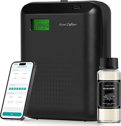 Scent Air Machine Starter Kit – Waterless Diffuser for Home & Commercial Use, Hotel Scent Diffuser Includes 100ml Essential Oil, WiFi/Bluetooth Control, 2000 sq.ft Coverage, Wall-Mount & Desktop