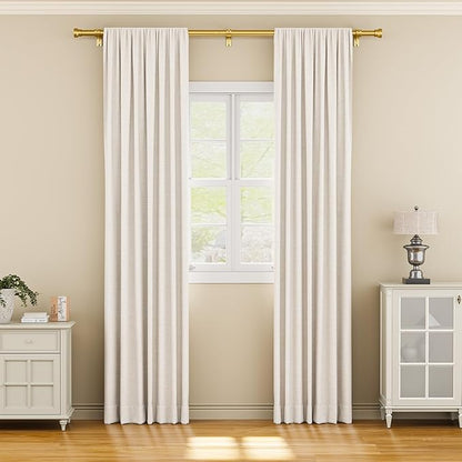 Curtain Rod 2 Pack 32-84 Inch, Heavy Duty 1 Inch Curtain Rod, Gold Long Adjustable Window Treatment Rods, Modern Design, Easy Installation
