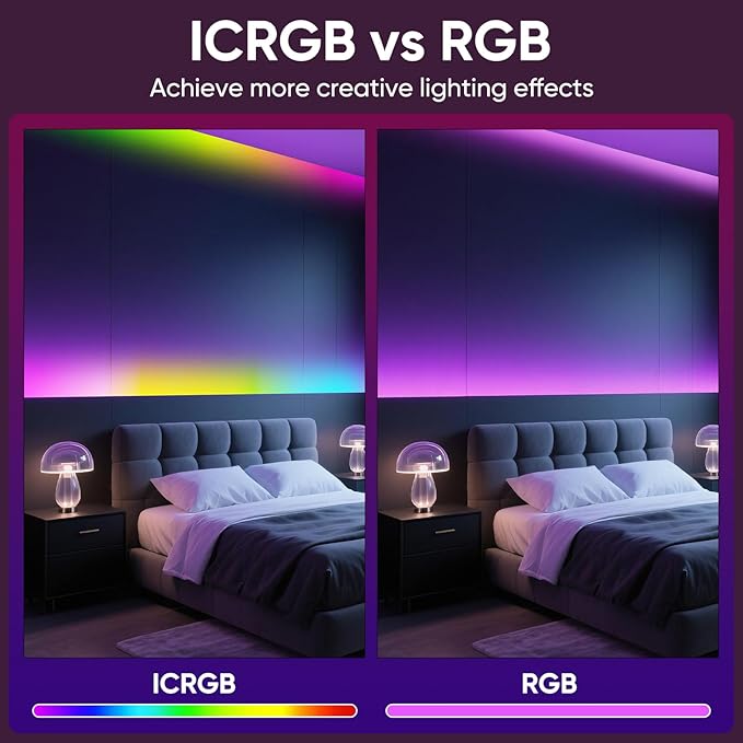 Led Lights for Bedroom IC+RGB 166FT Music Sync Color Changing Led Strip Lights with Remote App Control Led Strip, Led Lights for Room Home Kitchen Decor Party