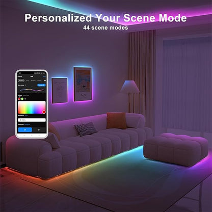 32.8ft RGBWW+IC WiFi Smart Flowing Led Strip Light, RGB Chasing Effect+Tunable White 3000K-6500K Led Lights Compatible with Alexa and Google, Color Changing, Music Sync for Bedroom