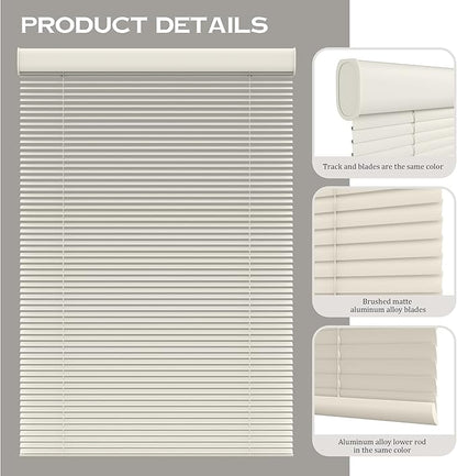 Motorized Cordless Aluminum Blinds with Remote, Automatic Room Darkening Horizontal Blinds for Indoor Windows, Light Adjustment Waterproof Blinds, Customized for Home Office, Beige