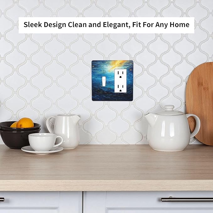 Outlet Covers Dream Ocean Underwater World Fish Shoal 1 Toggle 1 Rocker Combination Decorative Wall Plate Light Switch Cover Plate Electrical Switch Plates for Kids room Nursery Decor