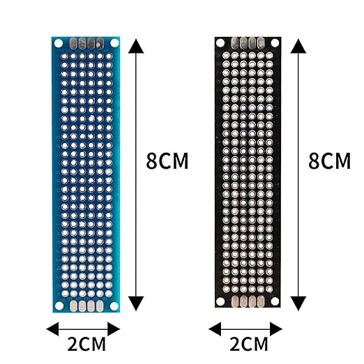32 Pcs(2x8cm) Double Sided PCB Board Prototype Kit Soldering 2 Colour Universal Printed Circuit Board for DIY Soldering and Electronic Project