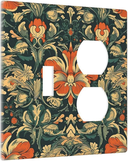 Wallplates William Morris Abstract Floral Plant Pattern Orangeyellowgreen 1 Toggle 1 Duplex Switch Plate Electrical GFCI Faceplate Decorative Light Switch Covers for Bedroom living Room