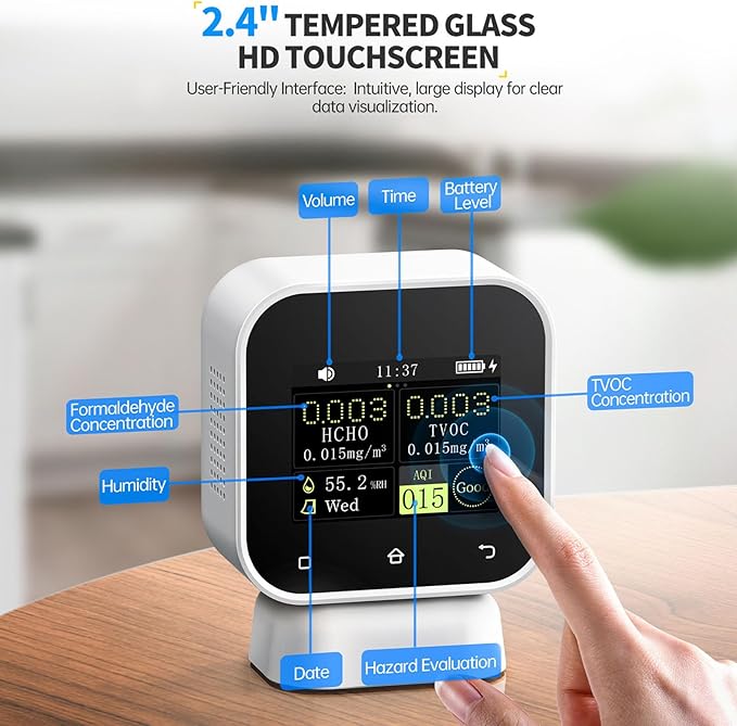 Air Analyzers Formaldehyde Detector for HCHO TVOC Display with Alarm Systems Historical Data Trackings HCHO TVOC Meter with Data Logging