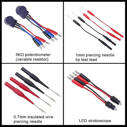105 Piece Automotive Circuit Test Lead Kit, Multimeter Test Lead Kit, Including Upgraded Puncture Probes、Meter Hanging Kit Etc., Applicable to Automotive Electronic Circuit Fault Diagnosis