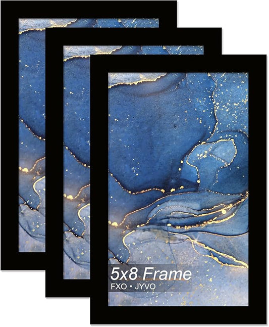 5x8 Picture Frame Set of 3, Black Frame for 5 x 8 Inch Picture Poster Photo, Light Weight and High Transparent 5 by 8 Frame for Wall - 3 Pack/Black/5"x8"