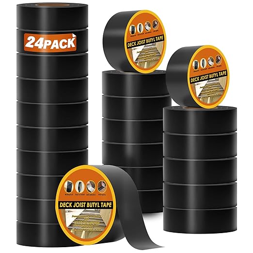 24 Pack Joist Tape for Decking, 2" x 50' Weather-Resistant Butyl Deck Joist Tape 2 inch, Self Adhesive Joist Deck Tape for Hardwood for Wood Decks Beams Roof