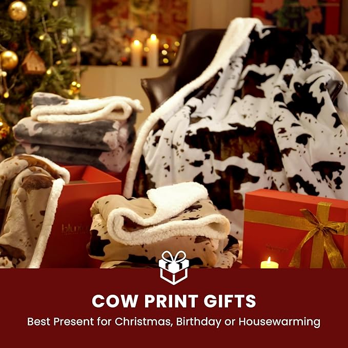 Cow Print Electric Heated Blanket Queen-Dual Control Heating Blanket Queen Size with 10 Heat Levels & 10 Hours Auto-Off, Cozy Soft Fleece Sherpa, Washable, 84x90 Inche Cow Print Light Coral
