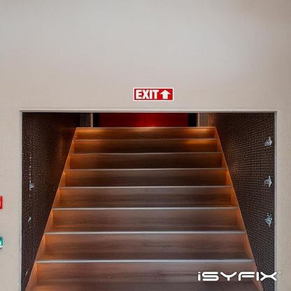 iSYFIX Exit Signs 6 Pack 12x4 Inch with Directional Up Arrows - Rust Free Aluminum, Laminated for UV, Weather, Scratch Resistance - Ideal for Offices, Schools, Theaters, Restaurants