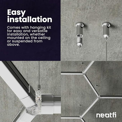 Neatfi LED Bright Garage Light, 52,800 Lumens, Ceiling Lighting for Auto Shops, Car Detailing, Gym, Basement, Warehouse, Barber and Beauty Salons (Cool White, 3 Rectangles with Hanging Kit)