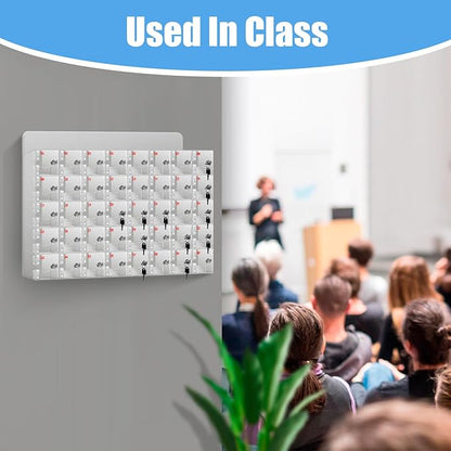 Cell Phone Storage Locker 40 Slots Acrylic Material with Door Locks and Keys, Wall-Mounted Cell Phone Storage Cabinet for Office Classroom Gym Firms, Lockers for Storage, Clear (Large 40 Slots)