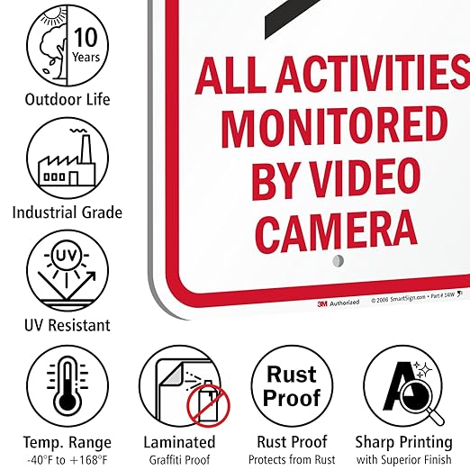 SmartSign "Notice - All Activities Monitored By Video Camera" Sign | 12" x 18" 3M Engineer Grade Reflective Aluminum