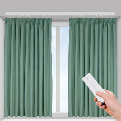 Motorized Curtain Track Kit with Remote & Smartphone App - Compatible with Alexa & Google Home, DIY Electric Curtain Rod for Smart Home, White, 7-14ft Adjustable Length, 88lbs Capacity