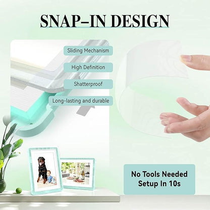 5x7 Picture Frame, Clear Acrylic Photo Frame with White Mat for 4x6 Photos, One-Piece Shatterproof Tool-Free Design, UV-Resistant Waterproof Tabletop Frame for Home Office Decor with 10-Year Warranty