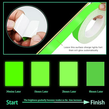 Glow Tape Glow in The Dark Waterproof Outdoor 0.6 Inch x 33 Feet Fluorescent Tape Luminous Tape Halloween Decorations and Stage