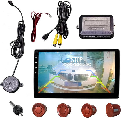 LCD Parking Sensor Kit - Displays Data on Original Screen, Easy Rear Installation, Compatible with All Camera Formats (AHD, CVBS), 18 Probe Colors to Match Any Vehicle