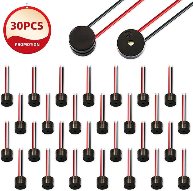 30Pcs DC 12V Electronic DC Buzzer 5v Alarm Active Piezo Beep Sound ABS Housing 85dB Wired Connector Black