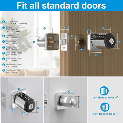 WELOCK WiFi Smart Door Lock, 5-in-1 Keyless Entry Doorknob with Auto-Lock Security, Bluetooth App Control,Passcode,Key Unlock, Easy Installation for Bedroom,Home, Office