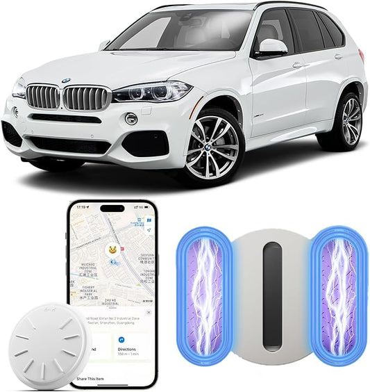 Vehicle GPS Tracker,No Subscription Car Tracker Works with Apple Find My App(iOS Only),Real-Time Monitoring Hidden Tracking Device for Car,Van,Motorbike,Caravan,Motorcycle (White,1PCS)