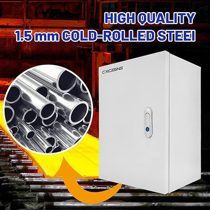 Outdoor Electrical Box 24 x 20 x 8''D NEMA 4X Enclosure Steel Box, Waterproof & Dustproof Outdoor/Indoor Lockable Electrical Junction Box, with Mounting Plate