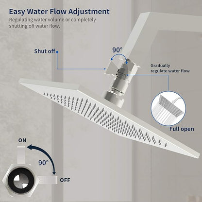 Tenfe Water Flow Control Valve, Brushed Nickel Shut Off Valve for Hand shower Adjustable Water Pressure Turn off Valve, Brass G1/2 Standard Connection