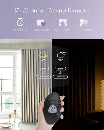 Graywind Rechargeable Smart Curtains Compatible with Alexa App Remote Control Motorized Drape for Sliding Door One-Way or Split Draw, Custom Width Up to 220" (Cloud Series)